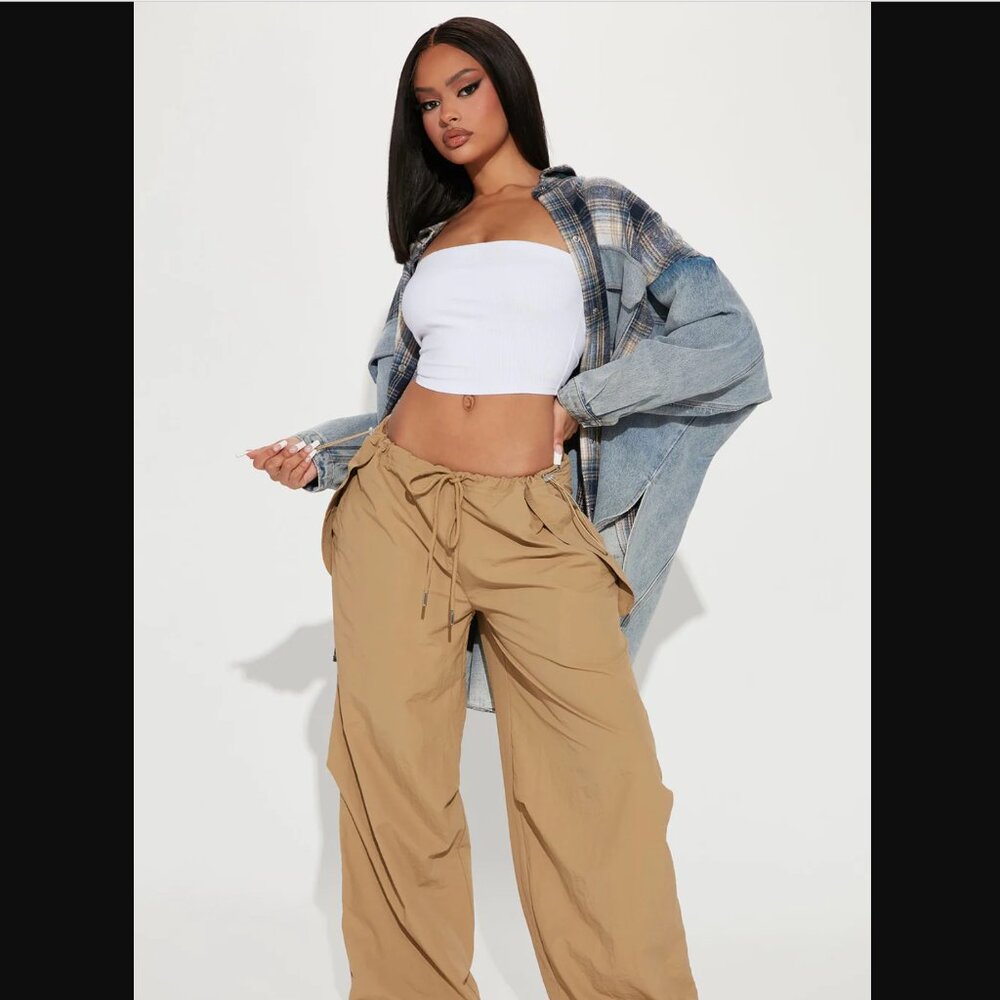 Larger Than Life Oversized Parachute Jogger - Taupe NWT